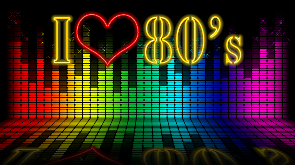 des néons "I love 80's" sur un fond d'equalizer coloré, symbolisent les musiques relaxantes des années 80